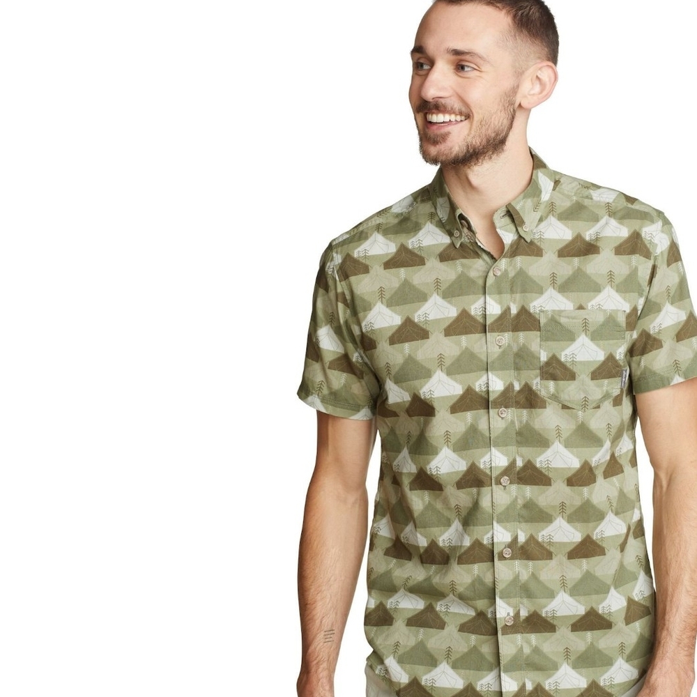 Eddie Bauer Olive Geometric Men's Shirt